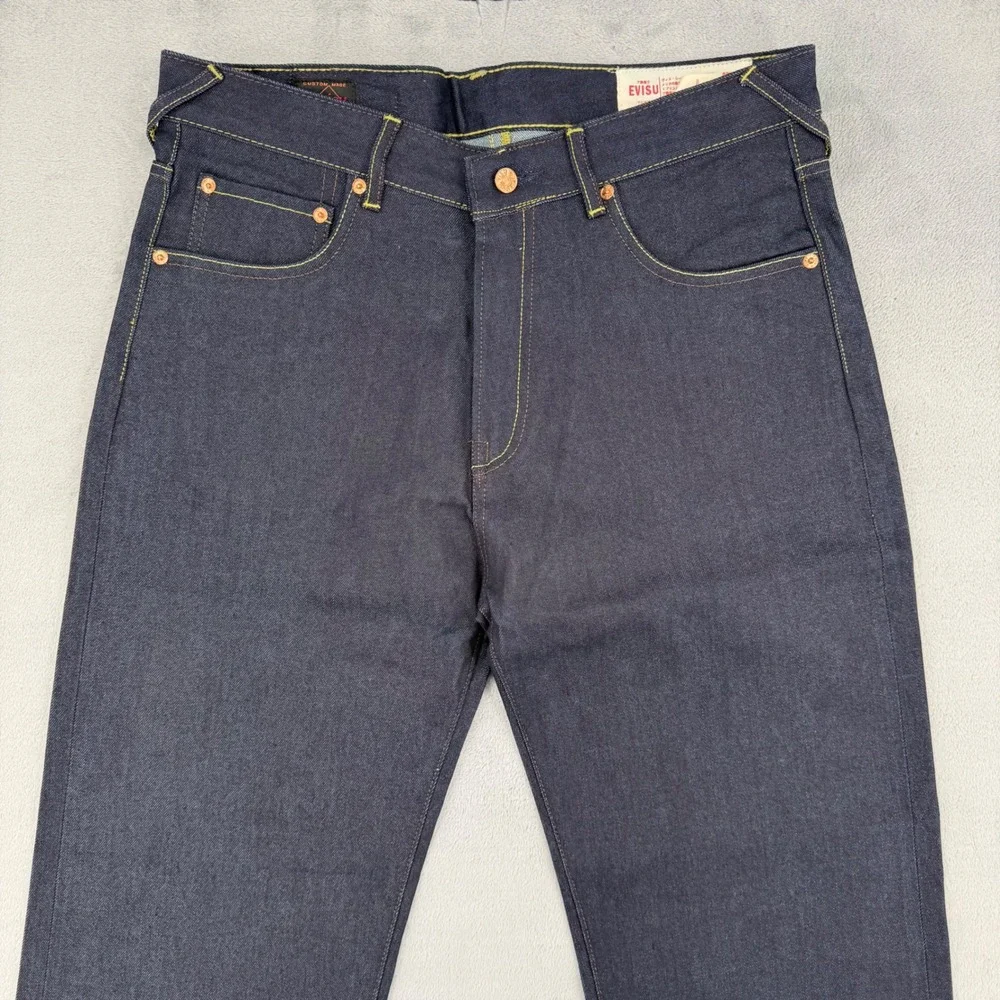 Evisu Osaka Japanese Jeans Mens 34 Raw Denim Pink Seagull Logo Made in Japan